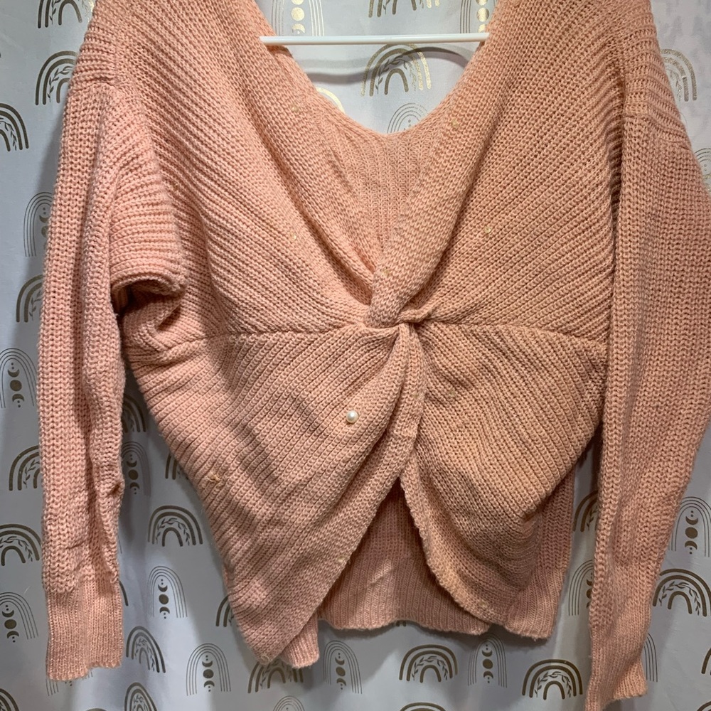 Elegant Off-the-Shoulder Peach Sweater